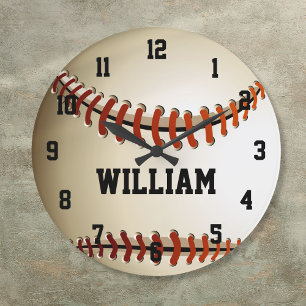 Horloge grande baseball nom personnalisé