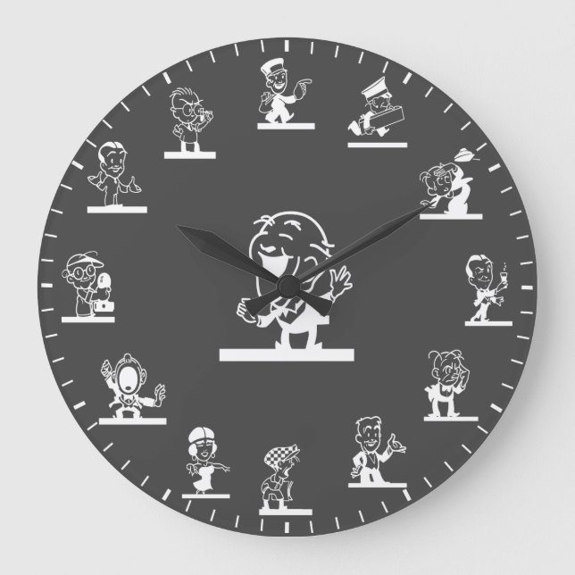 Horloge grande blanche à thème de personnes de des (Recto)