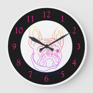Horloge grande bouledogue français coloré