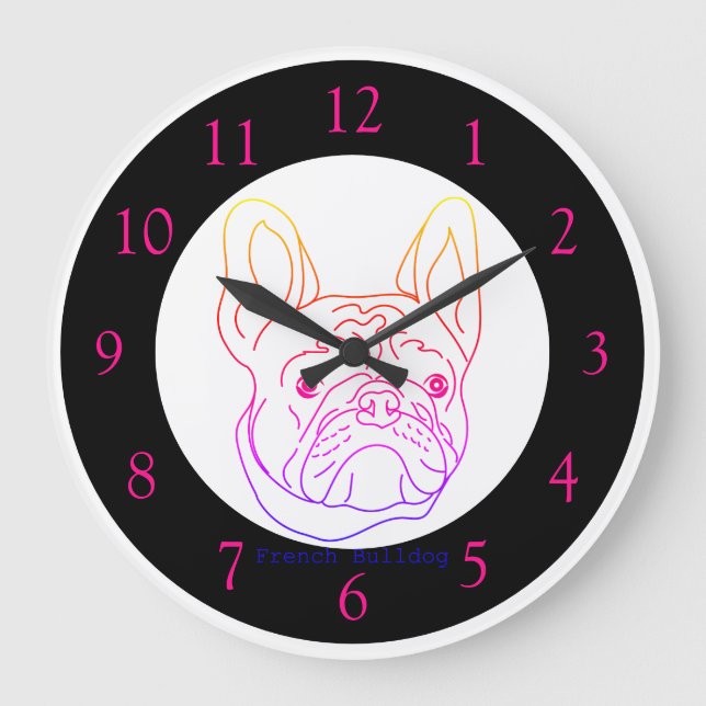 Horloge grande bouledogue français coloré (Recto)