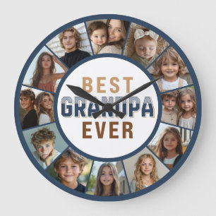 Horloge grande « Meilleur grand-père » avec collag