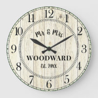 Horloge grande personnalisée pour mariage rustique
