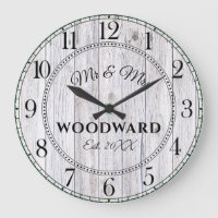 Horloge grande personnalisée pour mariage rustique