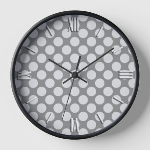 Horloge Grands points rétro - tons gris / gris