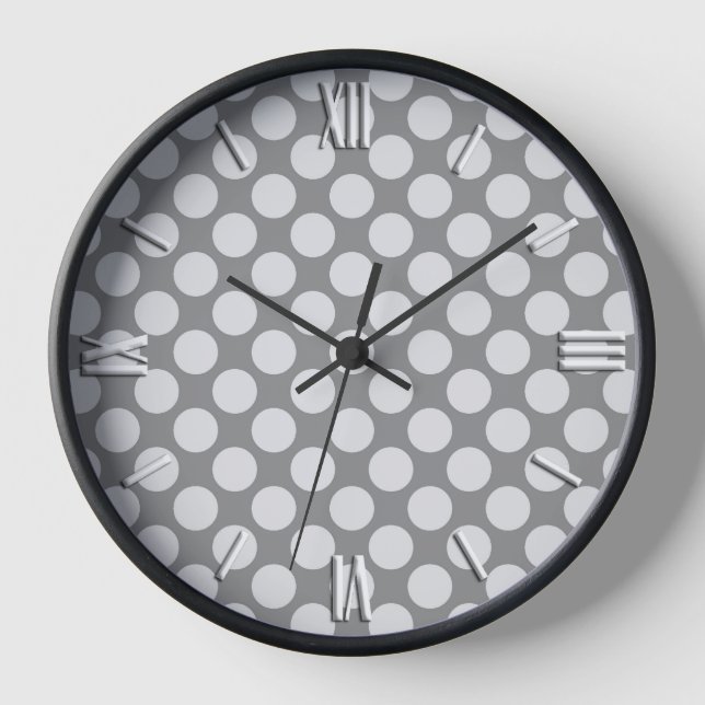 Horloge Grands points rétro - tons gris / gris (Recto)
