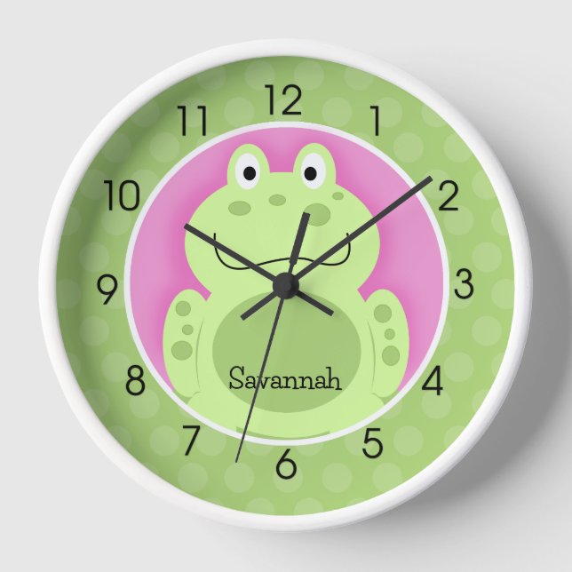 Horloge Grenouille Toad Green Cute Frogs Enseignant Bébé M (Recto)