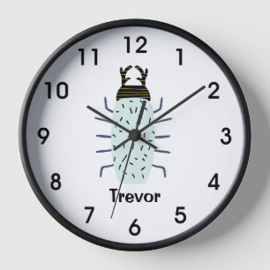 Horloge Grosse grosse coccinelle bleue garçon nom de chamb