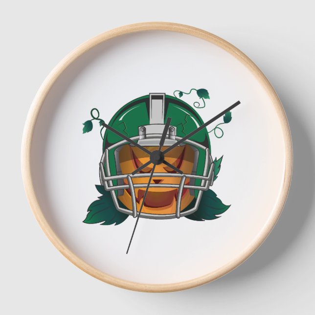 Horloge Halloween de football citrouille (Recto)