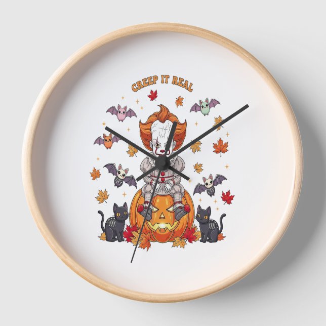 Horloge Halloween Gnome Cute Citrouille (Recto)