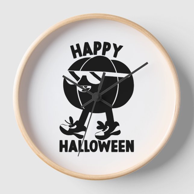 Horloge Halloween Joyeux Citrouille d'Halloween (Recto)