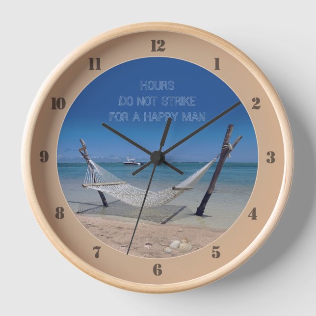 Horloge Hamac de plage (avec texte personnalisable en sort (Recto)