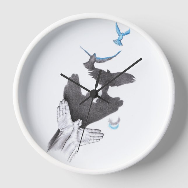 Horloge Hand shadow Flying birds Illusion Surreal art (Recto)