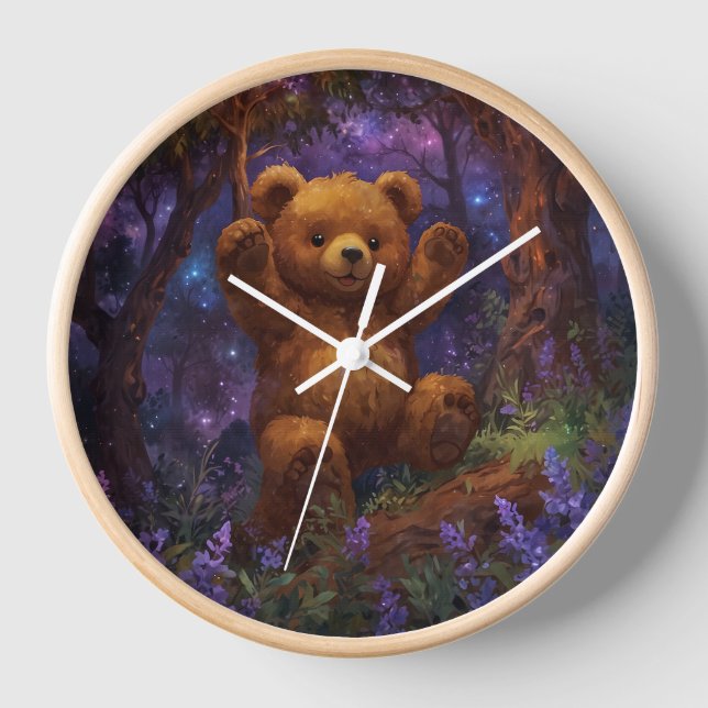 Horloge Happy Forest Teddy Bear Art (Recto)