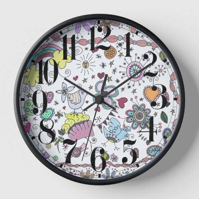 Horloge Happy Happy Joy Joy Doodle (Recto)