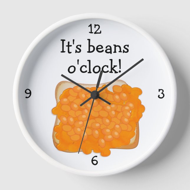 Horloge Haricots O'Clock fun food graphic Large Clock (Recto)