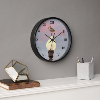 Horloge - Héron de nuit sur Lampe de rue