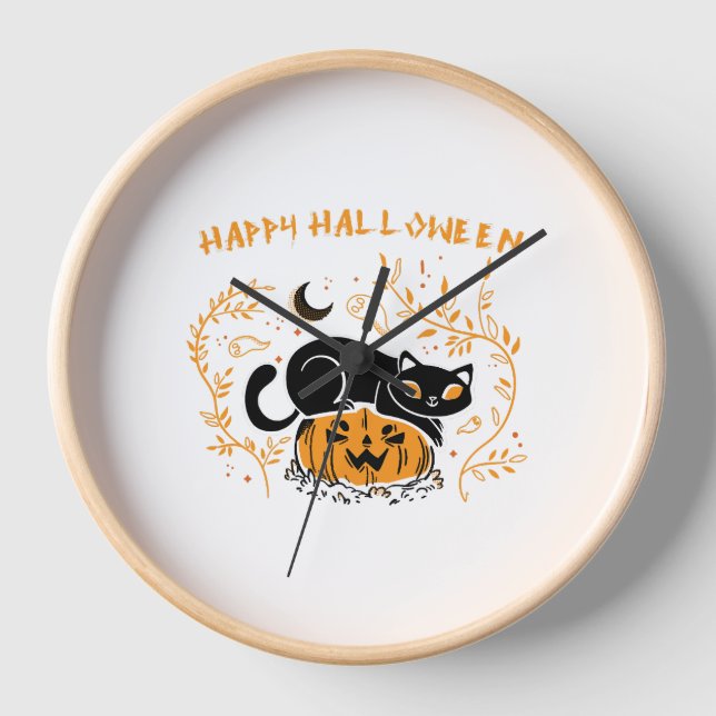 Horloge heureux halloween chat amour (Recto)