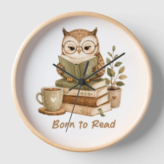 Horloge hibou mignon, amoureux des hiboux, hibou lisant, H