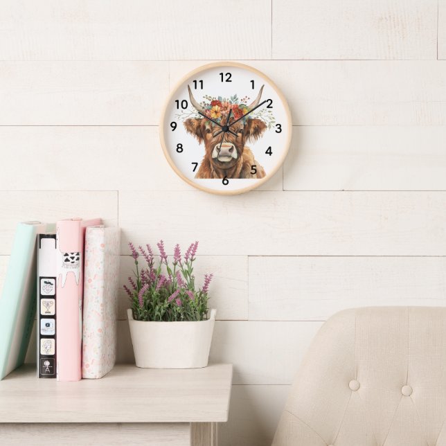 Horloge Highland Cow (Salle de lecture)