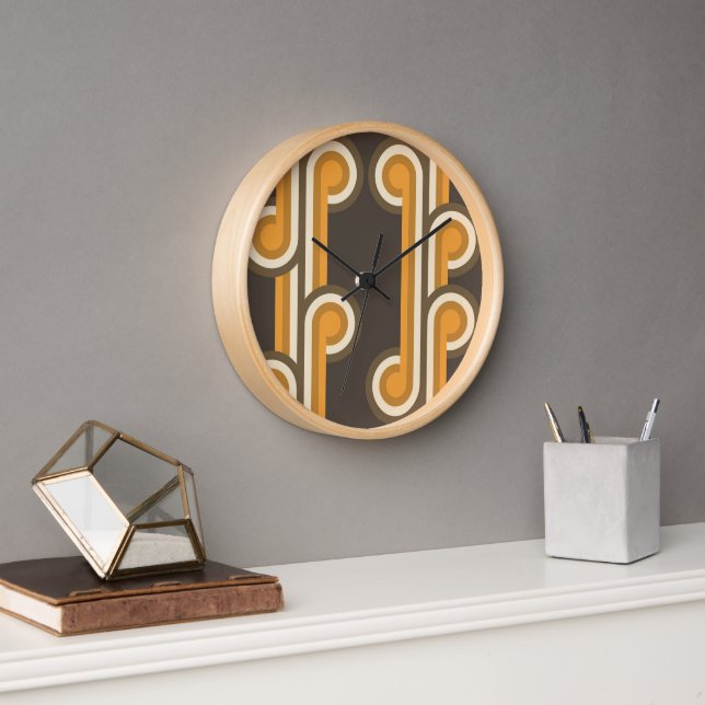 Horloge Hip Abstrait Courbes d'onde Fusion Motif d'art (Bureau)