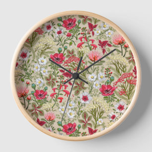 Horloge Homespun Red Herb Garden Motif