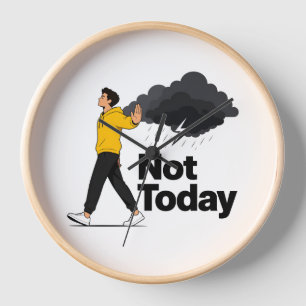 Horloge Homme à capuche jaune motivationnel Pas aujourd'hu