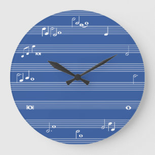 Horloge horaire des notes de musique - Bleu et bla