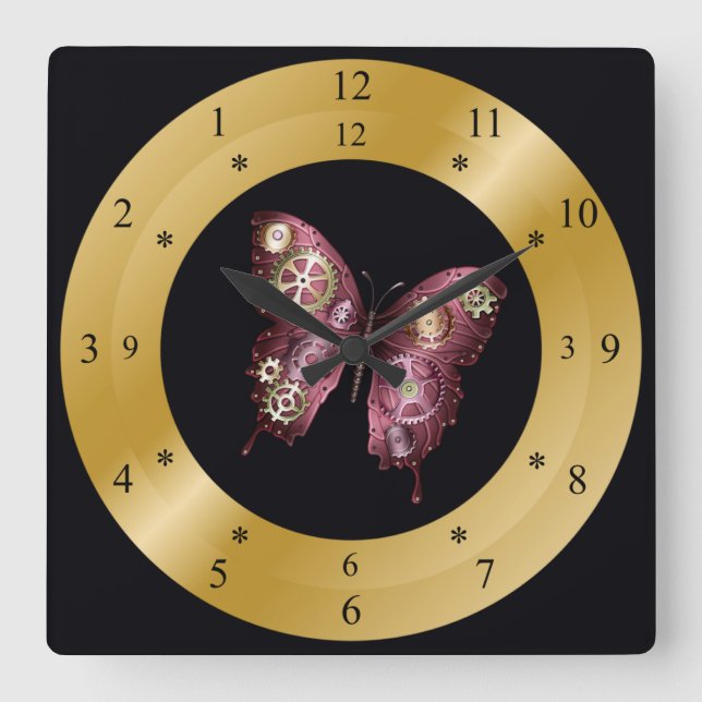 Horloge horaire ~ Steampunk~ Butterfly~ Gears ~ (Recto)