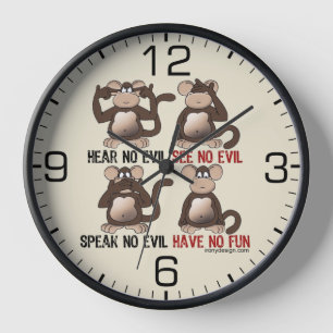 Horloge Humour Wise Monkeys