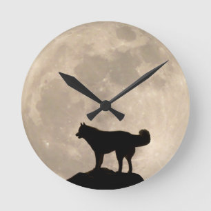 Horloge Husky Cadeaux Décor Pleine lune Horloge mu