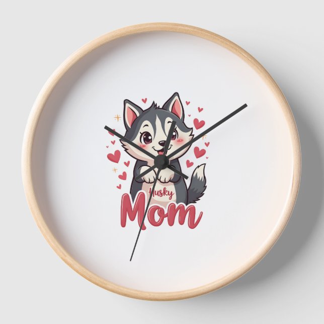 Horloge Husky Chig Maman Cute Kawaii Design (Recto)
