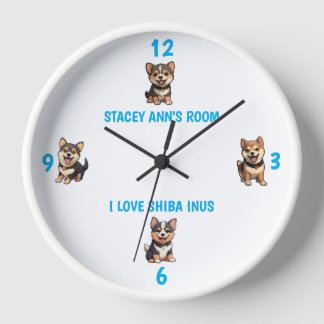Horloge I Love Shiba Inus mignon nom Mur