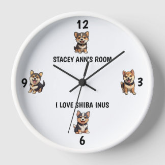 Horloge I Love Shiba Inus mignon nom Mur