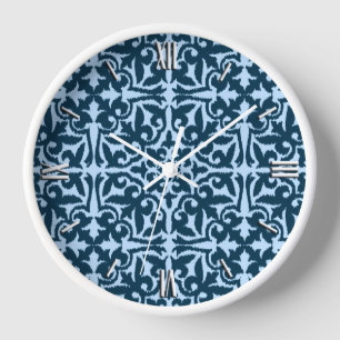 Horloge Ikat damask pattern - Indigo foncé et bleu clair