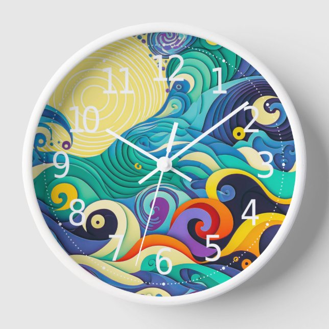 Horloge Illustration Abstraite de la ligne Sun Waves (Recto)