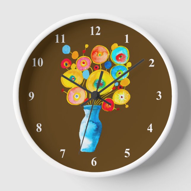 Horloge Illustration d'art des fleurs vibrantes (Recto)