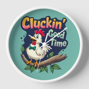 Horloge Illustration de poulet amusant pour le bon temps d