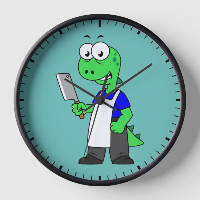 Horloge Illustration D'Un Boucher Rex Tyrannosaurus. (Recto)