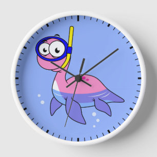 Horloge Illustration D'Un Monstre De Loch Ness De Snorkeli