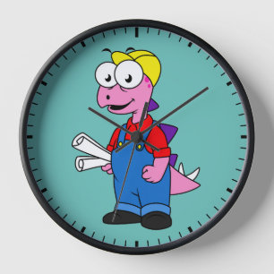 Horloge Illustration D'Un Ouvrier De Construction De Stego