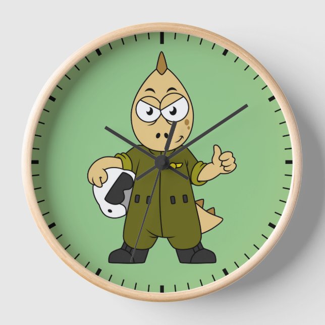 Horloge Illustration D'Un Pilote À Jet Allosaurus. (Recto)