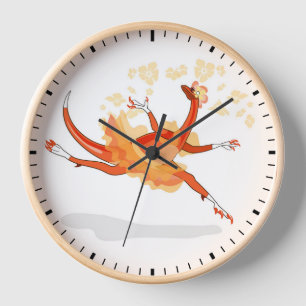 Horloge Illustration D'Un Raptor Danseur Ballerina. 2