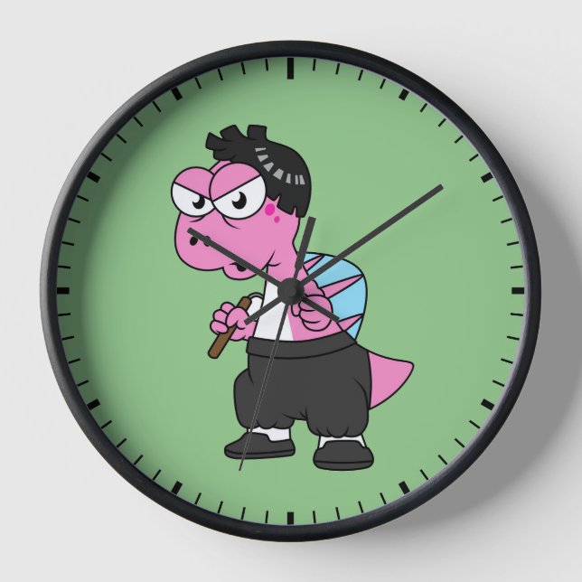 Horloge Illustration D'Un Spinosaurus Bruce Lee. (Recto)