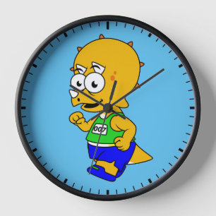 Horloge Illustration D'Un Tricératops Runner.