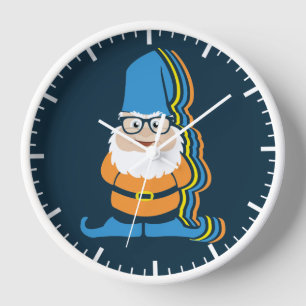 Horloge Illustration funky Hipster Garden Gnome