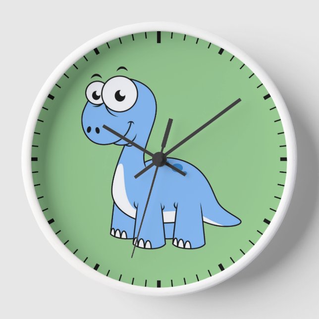 Horloge Illustration Mignonne D'Un Brontosaurus. (Recto)