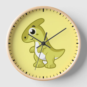 Horloge Illustration Mignonne D'Un Parasaurolophus Dinosau