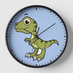 Horloge Illustration Mignonne D'Un Rex Tyrannosaurus.