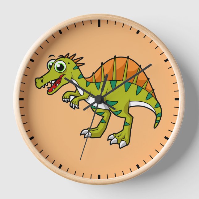 Horloge Illustration Mignonne D'Un Spinosaure Souriant. (Recto)