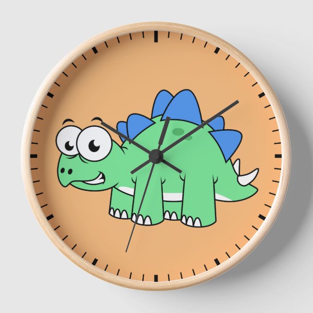 Horloge Illustration Mignonne D'Un Stegosaurus. 2 (Recto)